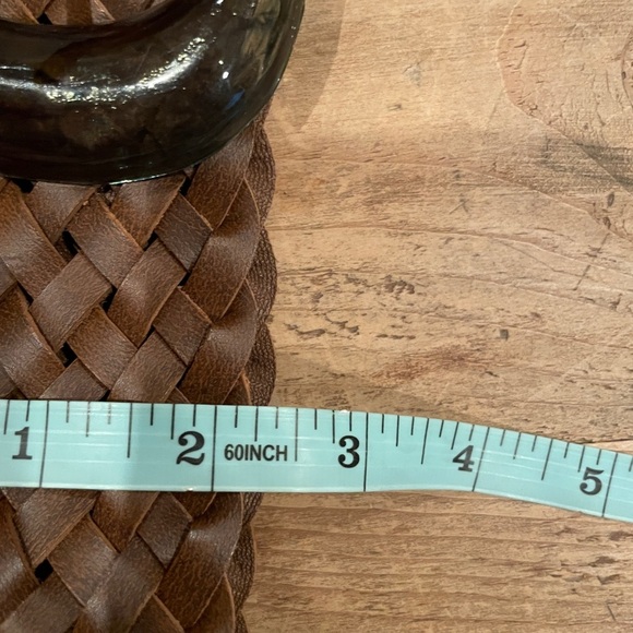 NWOT Boho Western Prairie Braided Leather belt brass tortoiseshell detail S/M - Picture 4 of 7